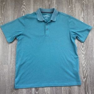 Eddie Bauer Teal Short Sleeve Pique‎ Knit Polo Shirt Men's Size Large